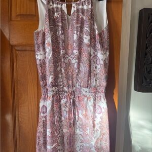 White House Black Market Pink and White Paisley Midi Dress